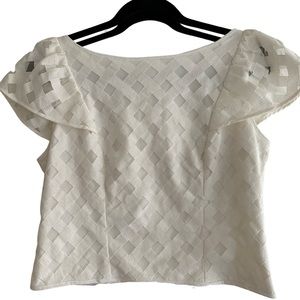MILLY WHITE CROSS-HATCHED CROPPED TOP